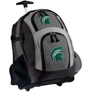 Rolling Backpack Deluxe Gray MSU Spartans Logo   Our Best Backpacks 