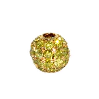   Yellow Gold Pave Ball Fine Diamond Finding Spacer Charm Jewelry  
