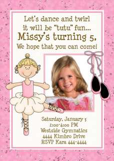 GYMNASTICS TUMBLING DANCE BALLET PARTY INVITATIONS  