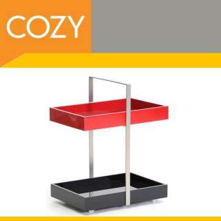   Red Gloss Tray Accent Side Coffee End Bedside Table Bar Cart  