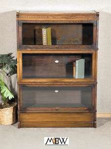 ANTIQUE 3 Shelf OAK Stacking Barrister LAWYERS BOOKCASE l13  