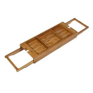 Lipper Bamboo Bath Tub Caddy Expandable Storage Rack  