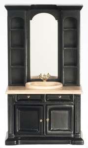   Miniature Black/Oak Bath Cabinet/sink vanity bathroom furniture New