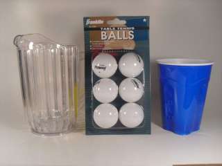 BEER PONG KIT 20 Solo Cups 2 Wash Cups 6 Balls + 32 oz. PITCHER  