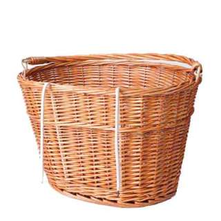 Wicker Bicycle Basket w HANDLEBAR HOOKS & CARRY HANDLE  