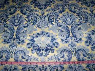 Blue Fleur De Lis Print 58 Wide Cotton Fabric BTY  