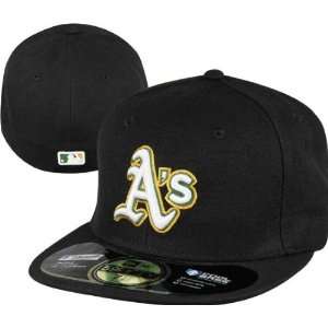   Athletics New Era 5950 On Field Fitted Black Baseball Cap Size 7 3/8