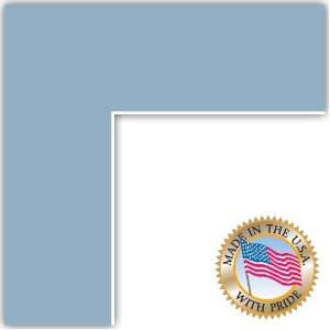  10x17 French Blue Custom Mat for Picture Frame with 6x13 