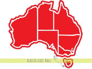 Red Australia Map Vinyl Decal Sticker   For Car or Bus  