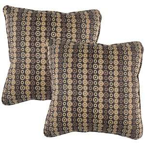  Circle Round Tan Beige Black Set of 2 Outdoor Pillows 
