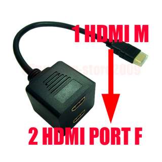 HDMI 1 Splitter to 2 Port Adapter 1080p Gold Cable #252  