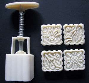 moon cake mold, 50g, square, with four stamps  