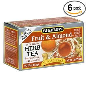 Bigelow Fruit & Almond Herbal Tea, 20 Count Boxes (Pack of 6)