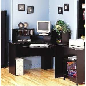 Black Finish Corner Computer Workstation Office Desk 