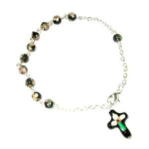  Black Cloisonne Beads Bracelet Rosary Hand Painted Beads 