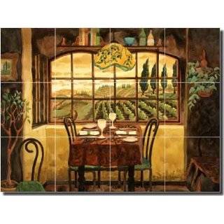     Tuscan Cafe Ceramic Tile Mural 18 x 24 Kitchen Shower Backsplash
