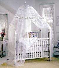 White Mosquito Net Canopy 4 Baby Cot, Crib, Single Bed  