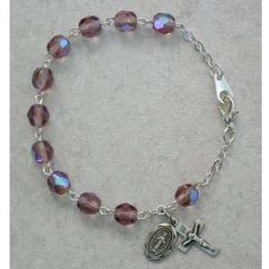   Silver Youth Girls Rosary Bracelet Amethyst June Birthstone. Jewelry
