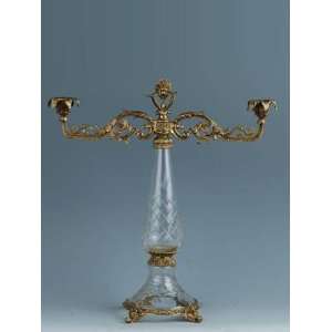  Crystal And Brass Candleholder