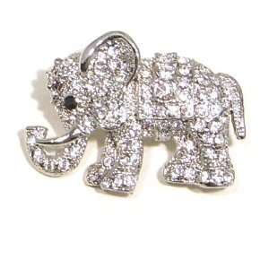   Clear Austrian Rhinestone Elephant Silver Plated Brooch Pin Jewelry