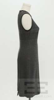 Narciso Rodriguez Charcoal Grey Wool Pinstripe Black Trim Sleeveless 