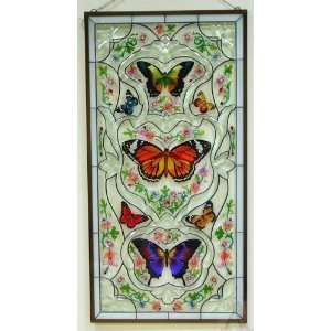    Large Stained Glass Butterfly Window Door Art Panel