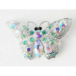  Crystal Rhinestone Silver Tone Cute Butterfly Pin Brooch Jewelry