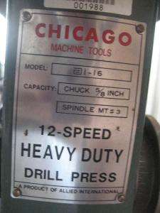 Chicago Machine Tools Drill press 12 Speed for Parts/Repair  