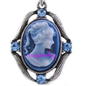  blue cameo necklace n726 