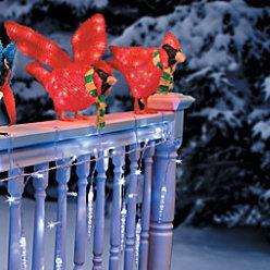 Outdoor Holiday Christmas LIGHTED RED CARDINAL SET OF 2 Display 