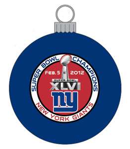   Superbowl Super Bowl XLVI 46 Champs Lg Glass Christmas Ornament  