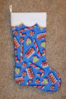 NEW Handmade Quilted Christmas Stocking CANDY CANES  