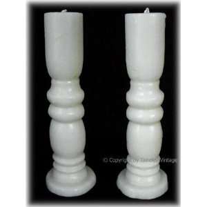   Pair 8 Ivory Candlestick Candles / Wax Candlesticks