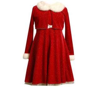   Red Velvet Santa Christmas Holiday Dress & Jacket Set Size 6  