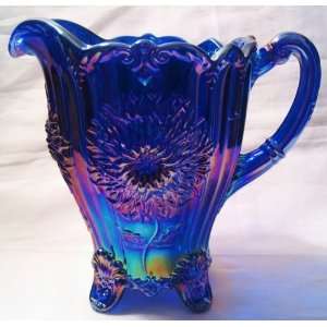  Cobalt Blue Carnival Glass Dahlia Lemonade Pitcher 