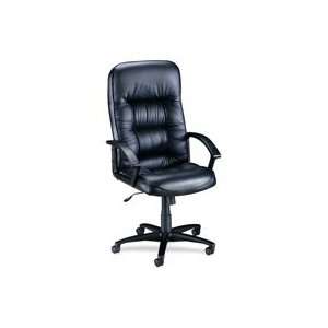 Executive high back chair offers genuine tufted leather overstuffed 