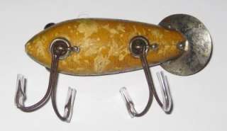 Heddon Crab Wiggler. 3 Wood. Glass eyes, both intact. Used, paint 