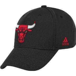  Chicago Bulls Adidas NBA Team Logo Black Structured Flex Hat 