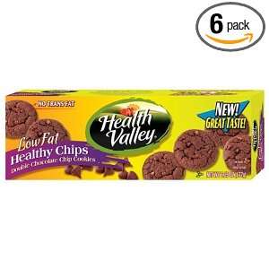 Health Valley Healthy Chips Low Fat Cookies, Double Chocolate Chip, 6 