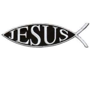   Fish Silver Christian Embroidered NEW Biker Patch 
