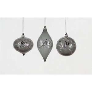   Smoke Glass with Rindstones Bulb Christmas Ornaments