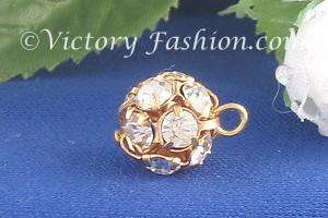150 10mm Gold tone Crystal Rhinestone Ball Buttons  