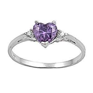  27ct Amethyst Ice CZ Heart Cut Promise Commitment Friendship Ring sz 4