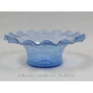  Blue Clear Glass Bowl with Suspended Bubbles and Threaded 