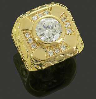   Fake Gold Plated Iced Out Cubic Zirconia Hip Hop Bling Ring Size 8 11