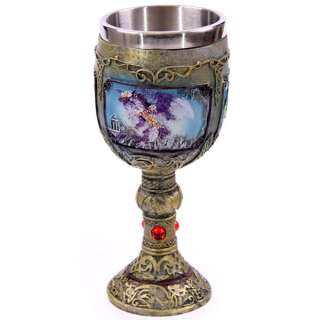 Gothic Painted Metal Dragon Goblet Cup Mug Chalice Gift Figure 