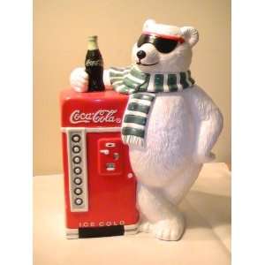  Coca Cola Polar Bear with Green Scarf & Vending Machine 