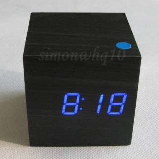 Modern Wood Desktop Digital LED Alarm Clock Black Color  