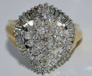 5ct DIAMOND RING BIG CLUSTER COCKTAIL RIGHT HAND PEAR SHAPE YELLOW 