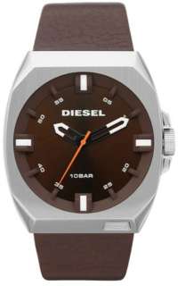 New Diesel DZ1544 Analog Brown Dial & Leather Strap Mens Watch in 